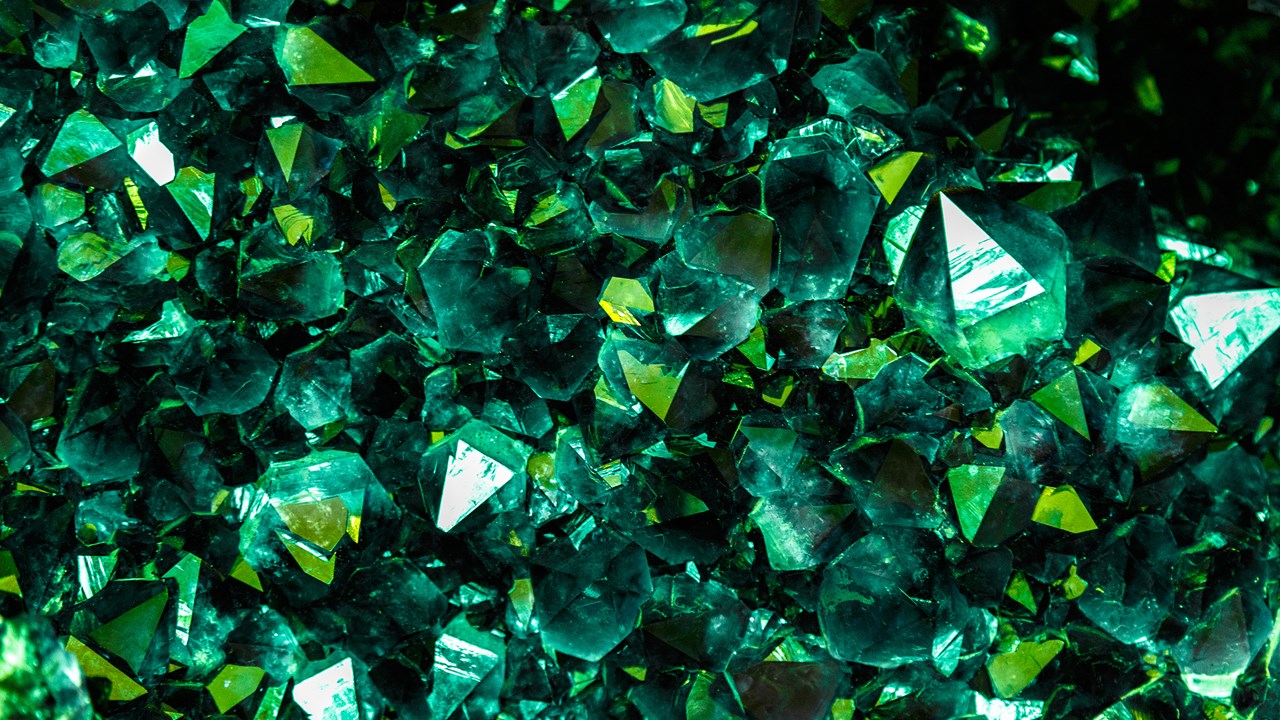 close up on a green gemstone